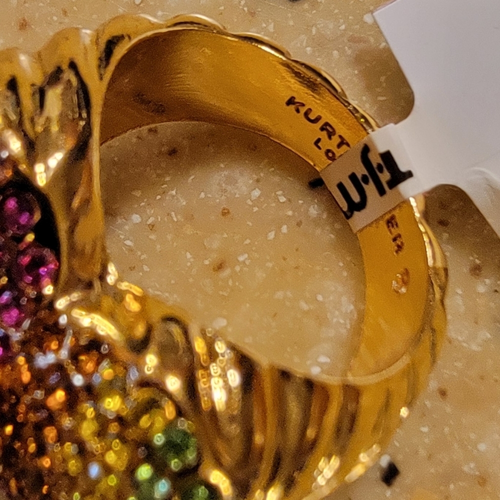 NWT KURT GEIGER LONDON RAINBOW HEART EAGLE HEAD COCKTAIL RING 8 - Picture 8 of 11